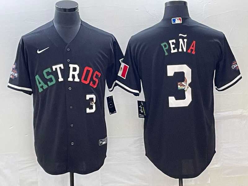 Men%27s Houston Astros #3 Jeremy Pena Number Mexico Black Cool Base Stitched Baseball Jersey->houston astros->MLB Jersey